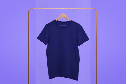 Men's Round neck Cotton T-Shirt (Navy Blue)